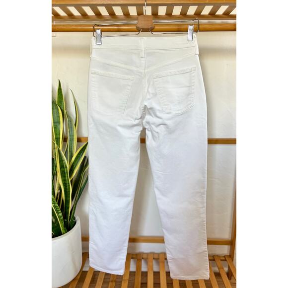 Old Navy Distressed White Sky-High Straight Leg Jeans - Picture 6 of 8